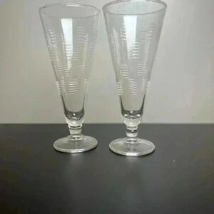 Etched Pilsner Glasses‎ MCM Vintage Set Of 2 Barware, Champagne & Desserts